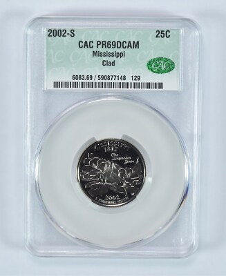 2002年 ミシシッピ州 クォータードル PR69DCAM 2002-S State Quarter Mississippi Clad PR69 DCAM CAC CACg | eBay