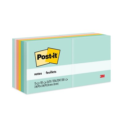 Post-it Notes Pads in Pastel Colors, 3 x 5, 5 Pads,MMM655AST, Lot Of 3 Packs