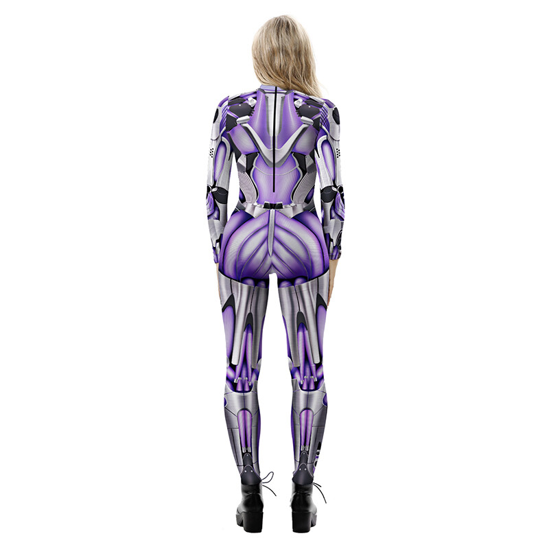 UK Womens Robot Cosplay Jumpsuit 3D Print Christmas Fancy Dress