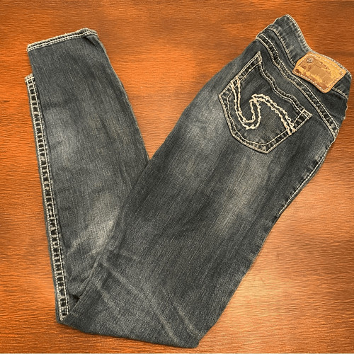 Silver Camden Rose Skinny Jeans Stitching Women's W27 L29