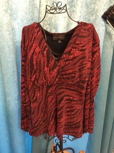 red glitter blouse