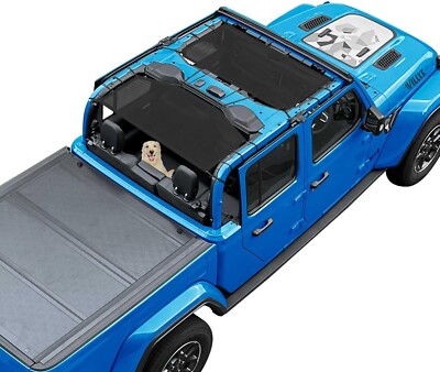 2PCS Black Front Rear Roof Mesh Sun Shade UV Blocker Fits 18-23 Gladiator 4 Door