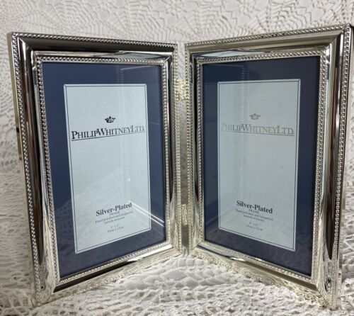 Philip Whitney LTD silver plated double frame  4 x 6 Pictures NEW - Picture 1 of 11