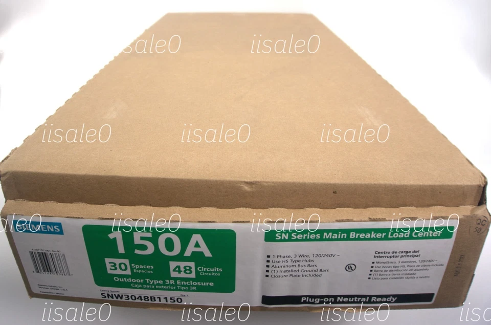 Siemens SNW3048B1150 150Amp 30Sp 48cir Outdoor MB Plug-on Neutral Load Center