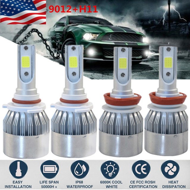 For Fiat 500 500X 500L 1417 4X White 9012 LED Headlight + H11 Fog