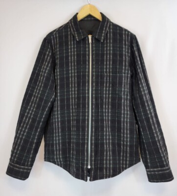 Theory Jacket Black and Plaid Reversible Zip Front w/ Pockets Long