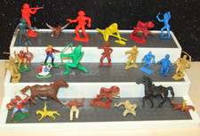 Lot Of 25 Plastic Vintage Cowboys Indians Marx MPC w/Horses