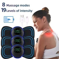 2Pcs Portable Mini Electric Neck Back Massager Patch Stimulator Cervical Massage