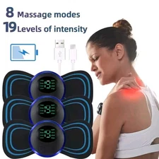 2Pcs Portable Mini Electric Neck Back Massager Patch Stimulator Cervical Massage