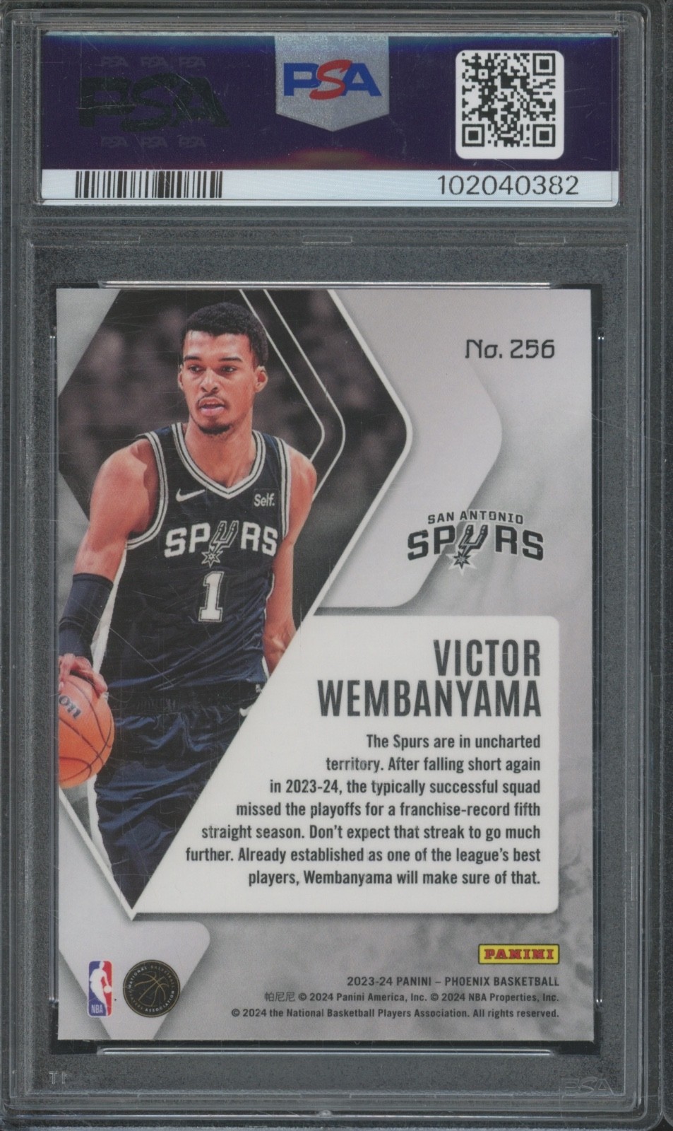 2023 Panini Phoenix Hieroglyphics #256 Victor Wembanyama RC Rookie Mint PSA 9 view 2