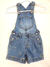 Gap Kids Floral Embroidered Denim Shortalls Blue Wash Retro Y2K Sz 6