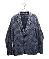 Giorgio Armani Upton Linen Check Blazer Men  s Navy Size L 2B