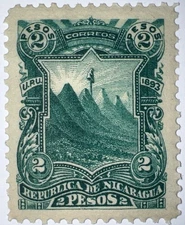 Travelstamps: 1893 NICARAGUA STAMPS SCOTT #58, 2 Peso, Mint, Og, Hinged