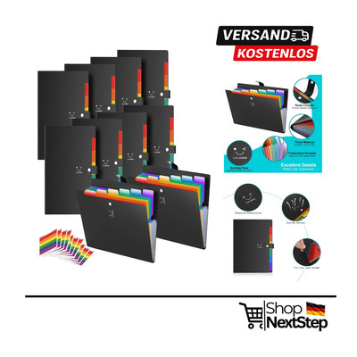 ABC Life A4 Akkordeonordner | 10er Pack | 7 erweiterbare Taschen   Blitzversand