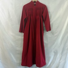 Vtg Kayser Red Burgundy House Coat Robe Dacron Grannycore 3/4 Zip Pockets S