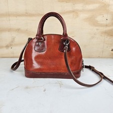 Vera Pelle Leather Handbag Top Handle Crossbody Vintage Made In Italy Brown Rust