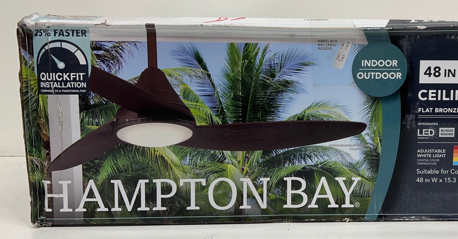 Hampton Bay Brigo 48 in. Indoor/Outdoor Bronze Ceiling Fan CCT LED +Remote