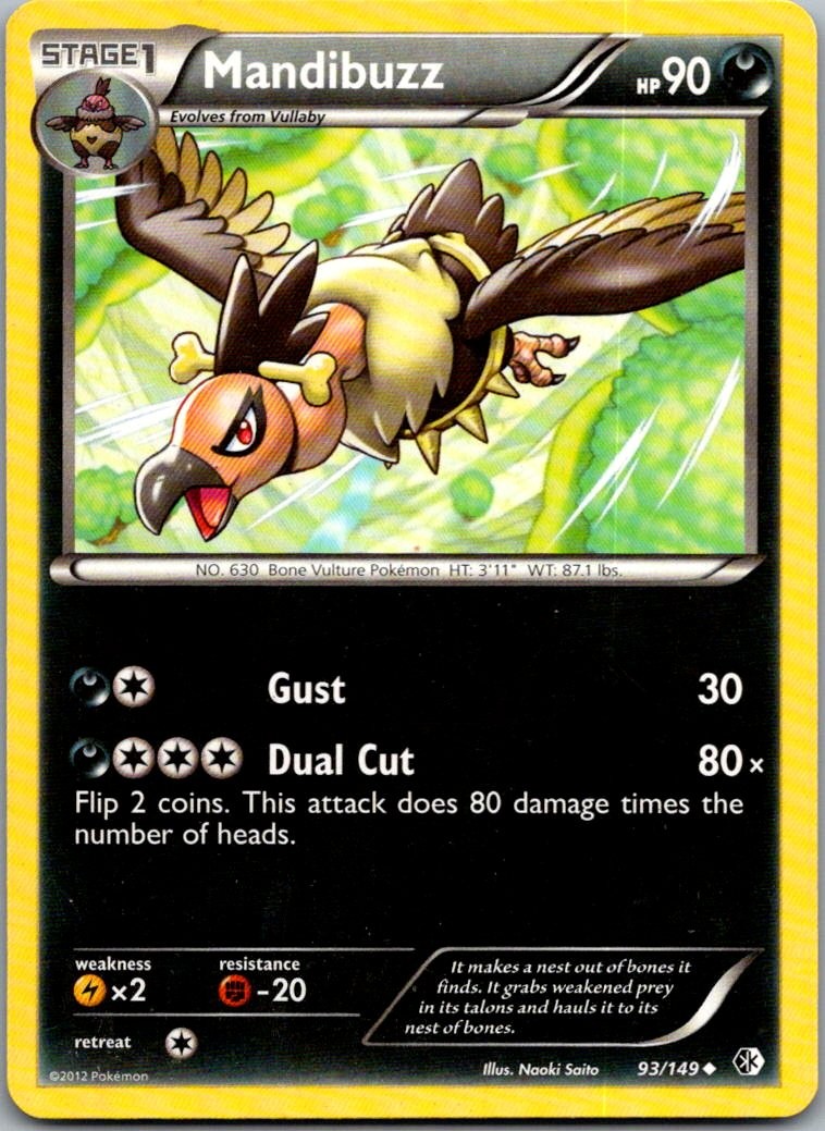 Mandibuzz 93/149 Uncommon Boundaries Crossed Pokemon Near Mint