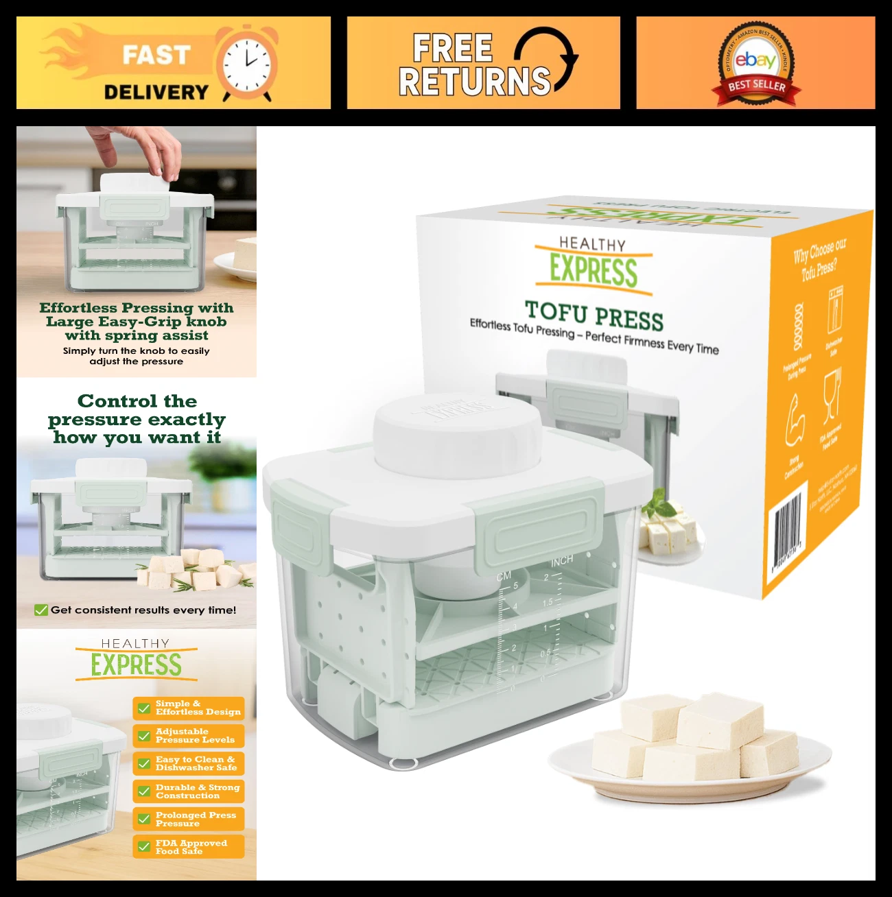 Effortless Tofu Press for Perfect Firmness - Healthy Cooking Tool, Easy to Use