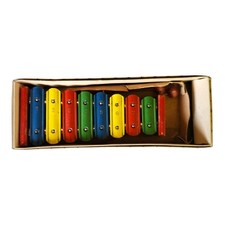 Vtg F.M.T Metallic Xylophone w/Folding Wire Stand Original Box Made in Japan