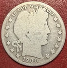 1900-S Barber Silver Half Dollar. Free Shipping