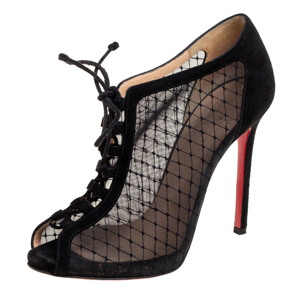 Mesh Peep Christian Louboutin Open Toe Booties Christian Louboutin