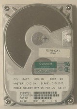 Conner CFS1275A 1.2GB IDE 3.5" Hard Drive Vintage, untested