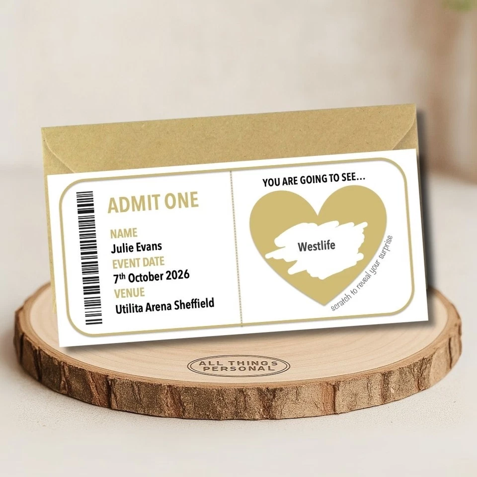 ALL THINGS PERSONAL Personalised Concert Theatre Surprise Ticket Scratch Card Reveal Christmas Event