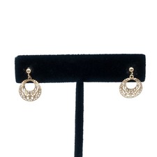 14K Yellow Gold Filigree Dangle Earrings Solid Gold Stud Drop 1/2"