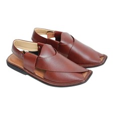 Men's Peshawari Chappal Handmade Leather Sandals US Size 8 Genuine Cowhide