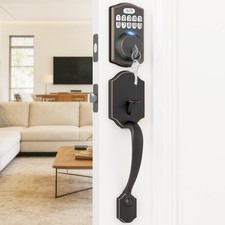 Smart Fingerprint Door Lock Set, Keyless Entry Front Door Handle Set, Electro...