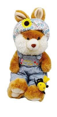 Spring Easter Bunny Rabbit Stuffed Animal Plush In Blue Overalls Goffa 18''