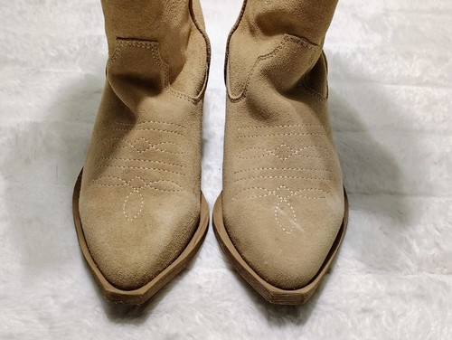 Steve Madden Windie Suede Western Boots Women's Size 8M Tan/Sand Zipper - Picture 3 of 10