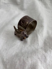 Very vintage silver plate SCOTTIE SCOTTY napkin ring laurel wreath and #2-design