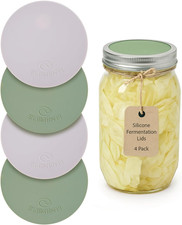 Elementi Mason Jar Fermentation Lids - Set of 4 Easy Grip Silicone Airlock Lids 