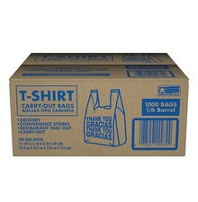 T-Shirt Carryout Bags Plastic Grocery Store Shopping Bags - (Black, White)