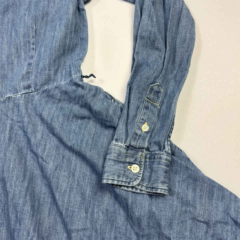 Ralph Lauren Button Denim Shirt Dress Girls 14 Long Sleeve Flesh Pony Western - Image 2 of 4
