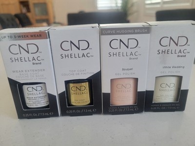 CND Shellac Nail Polish Set, Base + Top + Bouquet + White Wedding