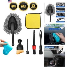 Car Interior Duster Detailing Brush Set Cleaning Gel Kit, Soft Microfiber Tow...