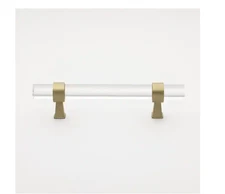GlideRite 3-3/4" Center Clear Acrylic Cabinet Drawer Pull Satin Gold 10-PACK