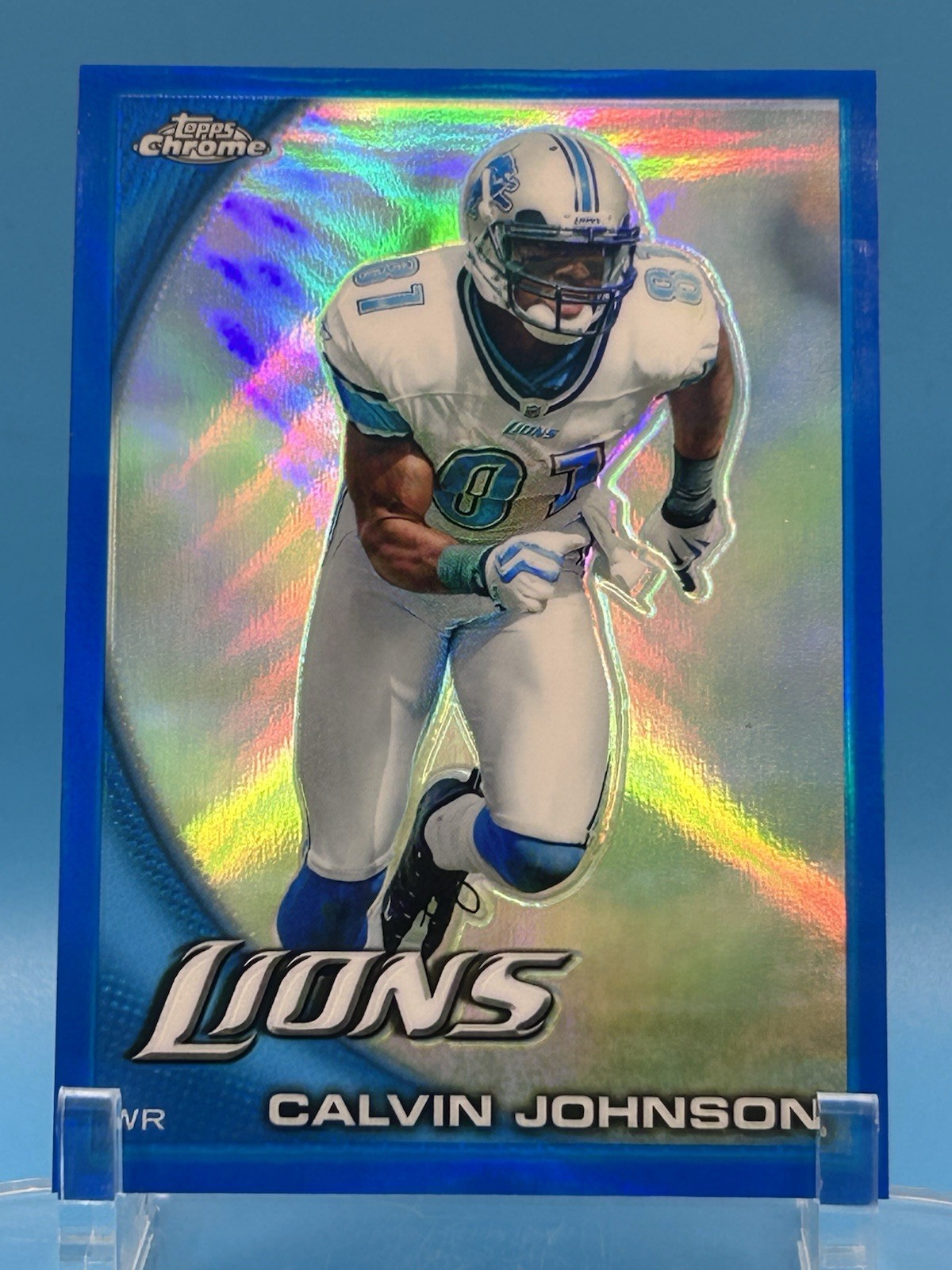 2010 Topps Chrome Calvin Johnson #C193 Blue Refractor #153/199 Team Color Match