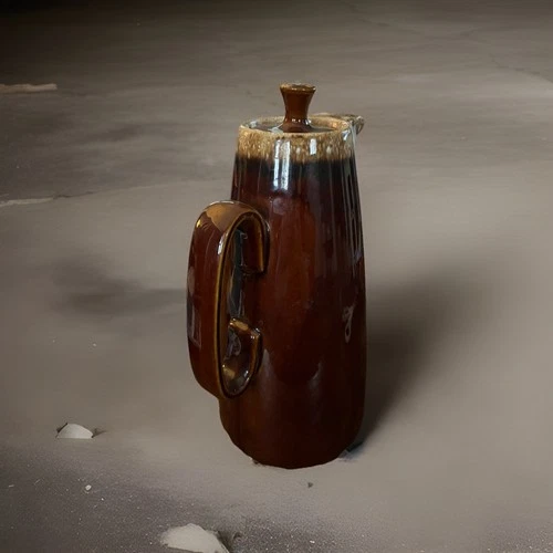 Vintage Hull Brown Drip Glazed Oven Proof 11" Coffee Pot Pitcher W/ Lid