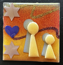 Lucinda People Pin Brooch | Handmade Glitter Heart Star David Orange Yellow Fall