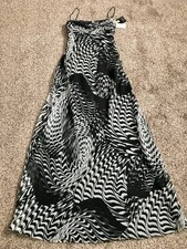 NWT Size 2 David Meister Long Dress Black White W/ Corset Top Formal Homecoming