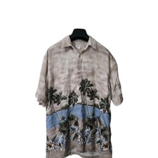 Vintage Pierre Cardin Hawaiian Shirt Mens Large Casual Palm Tree Print