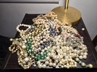 Vintage Costume Jewelry Lot 2.3 lbs Broken Faux Pearl Collection Scrap & Repair