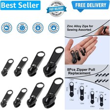 8Pcs Zipper Pull Replacement,Zinc Alloy Zips for Sewing Assorted Sizes UK Zip...