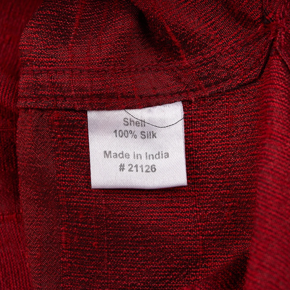 Blusa de seda Travel Smith para mujer talla? Borgoña abotonada Foto 3 de 4