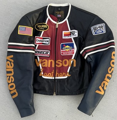 Vanson Single Riders Jacket One Star #12 Motorcycle Leather Race Jacket Size 44