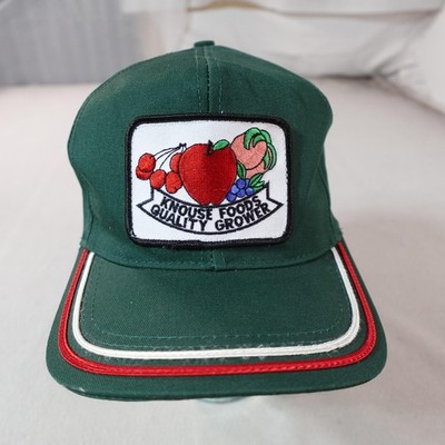 Vintage Knouse Foods Hat Cap Snap Back Mens One Size Green Fruit Patch 80s